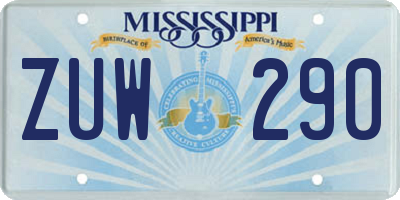 MS license plate ZUW290
