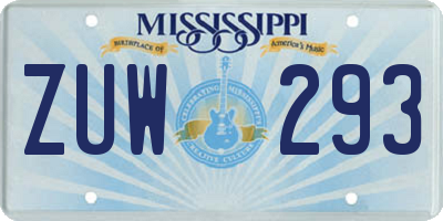MS license plate ZUW293