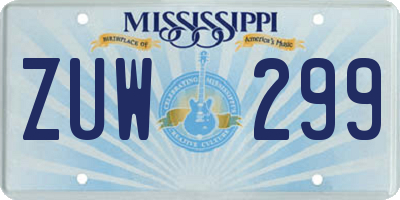 MS license plate ZUW299