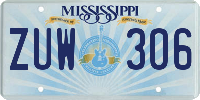 MS license plate ZUW306