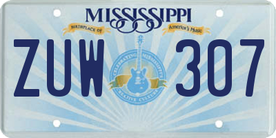 MS license plate ZUW307