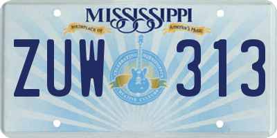 MS license plate ZUW313