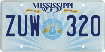MS license plate ZUW320
