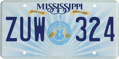 MS license plate ZUW324