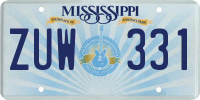 MS license plate ZUW331