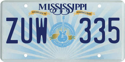 MS license plate ZUW335