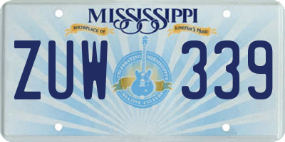 MS license plate ZUW339