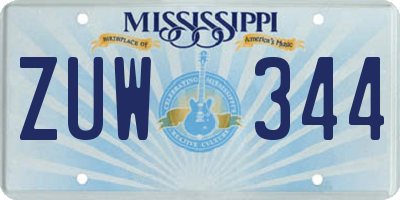 MS license plate ZUW344