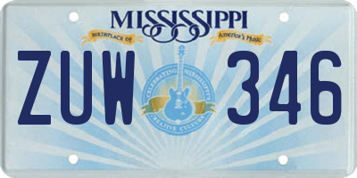 MS license plate ZUW346