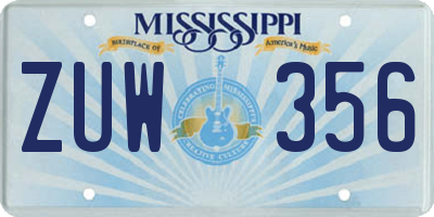 MS license plate ZUW356