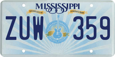 MS license plate ZUW359