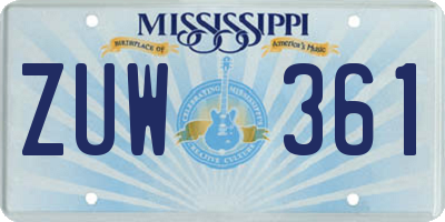 MS license plate ZUW361
