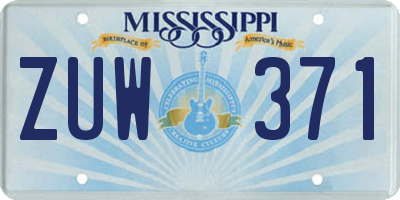 MS license plate ZUW371