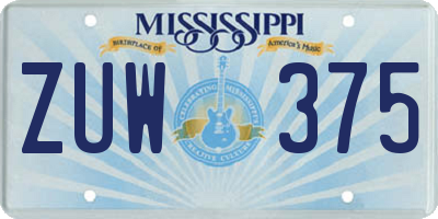 MS license plate ZUW375