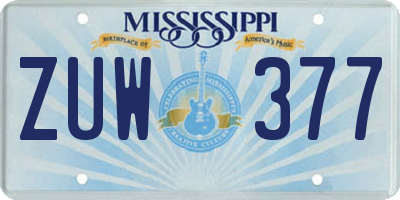 MS license plate ZUW377