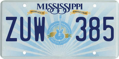 MS license plate ZUW385