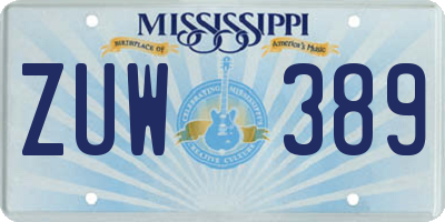 MS license plate ZUW389
