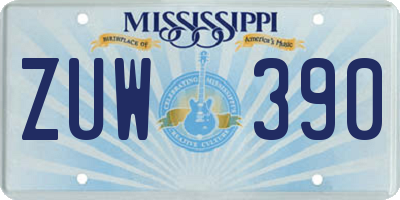 MS license plate ZUW390