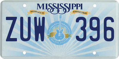 MS license plate ZUW396