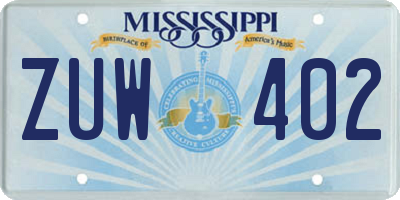 MS license plate ZUW402