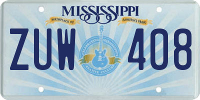 MS license plate ZUW408