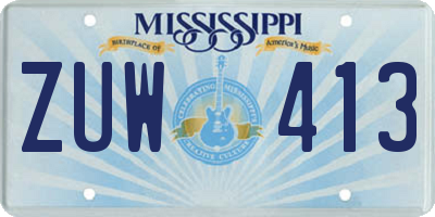 MS license plate ZUW413