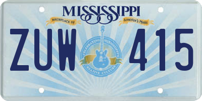MS license plate ZUW415