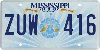 MS license plate ZUW416