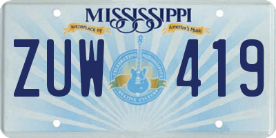 MS license plate ZUW419