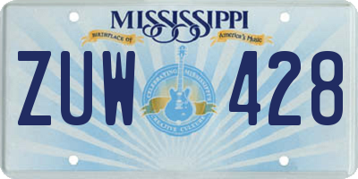 MS license plate ZUW428