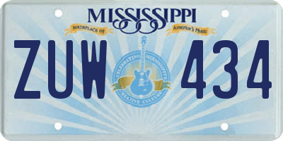 MS license plate ZUW434
