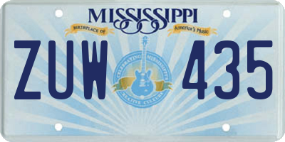 MS license plate ZUW435
