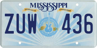 MS license plate ZUW436