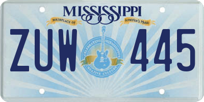 MS license plate ZUW445