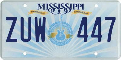 MS license plate ZUW447