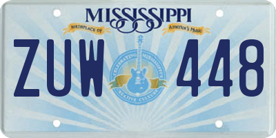 MS license plate ZUW448