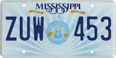 MS license plate ZUW453