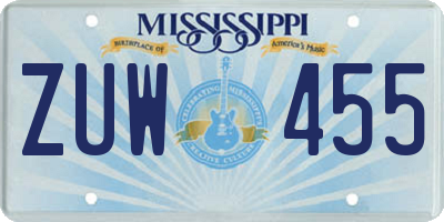 MS license plate ZUW455