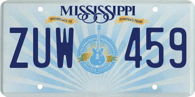 MS license plate ZUW459
