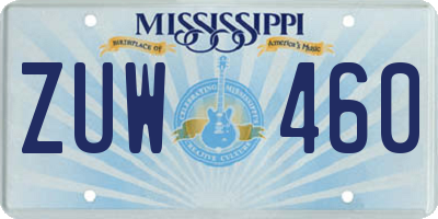 MS license plate ZUW460