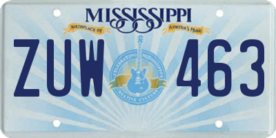 MS license plate ZUW463