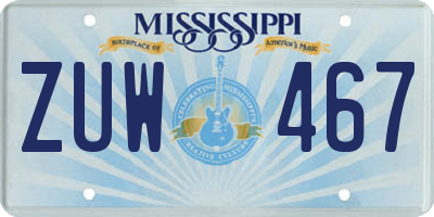 MS license plate ZUW467
