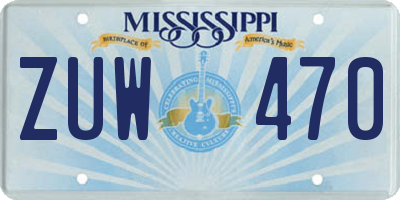 MS license plate ZUW470