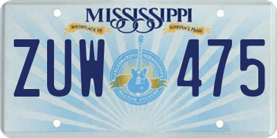 MS license plate ZUW475