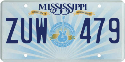MS license plate ZUW479