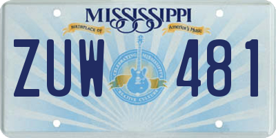 MS license plate ZUW481
