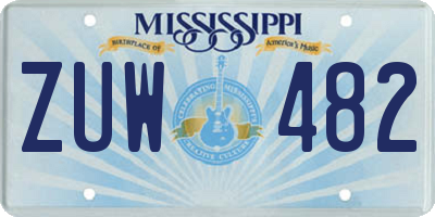 MS license plate ZUW482