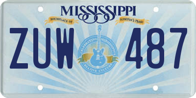 MS license plate ZUW487