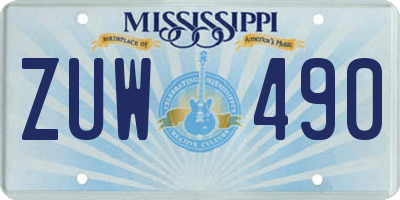 MS license plate ZUW490