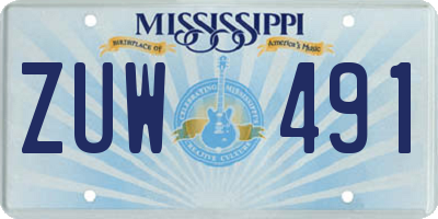 MS license plate ZUW491